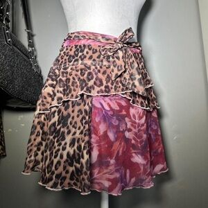 Leopard and Floral Print Women's Skirt